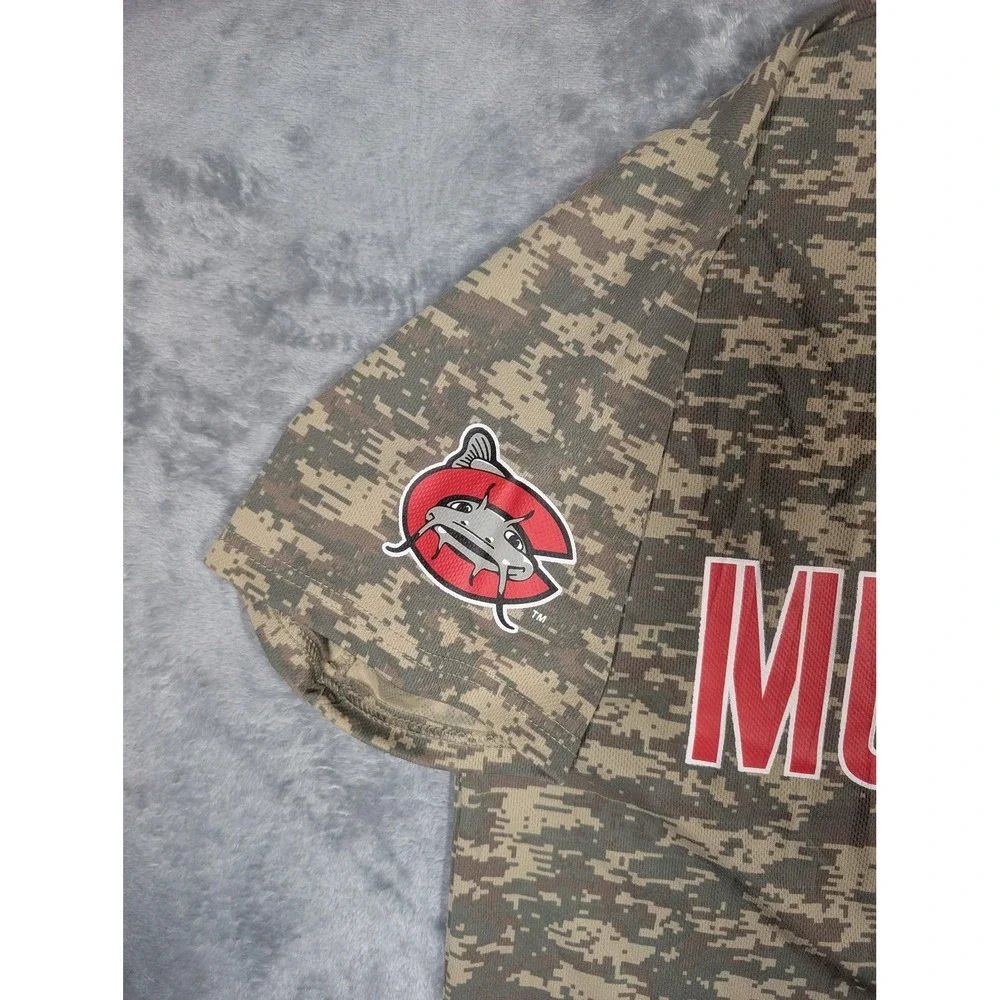 Carolina Mudcats Jersey Mens Medium Camo MILB Baseball #30 Minor League Shirt